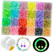 1560pcs 6mm Glow in The Dark Beads for Bracelets, 24 Color Glow in 6MM Glowing