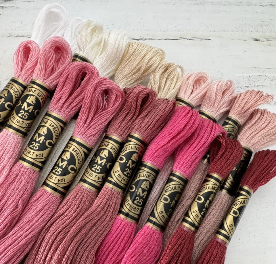 DMC Cotton Embroidery Floss Thread~Lot of 20 Skeins~Shades of Pink and White - Image 4 of 4