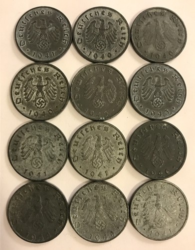 nazi germany 10 reichspfennig zinc coins swastika 10 rpfg reich