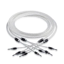 Pair 8Awg Silver Plat 8N OCC Carbon Fiber Banana Bi-wire HiFi Speaker Wire Cable