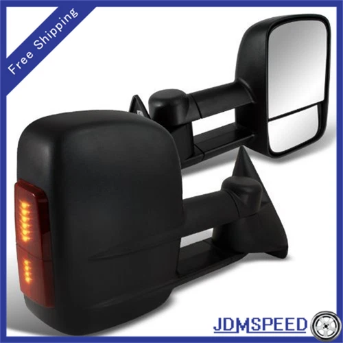 Fit Chevy C/K PAIR 1500/2500/3500 LED SIGNAL Manual Towing Tow Hauling Mirror