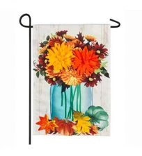 Evergreen Decorative House Flag 18x13 Fall Autumn Mums Floral Flower Garden NEW