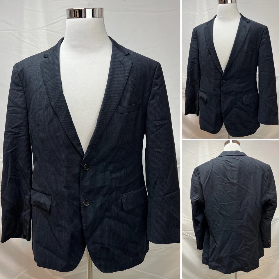 Chaqueta Blazer HUGO BOSS Gris Carbón Tonal Rayas Lana Elastizada 44R Johnstons Foto 3 de 4