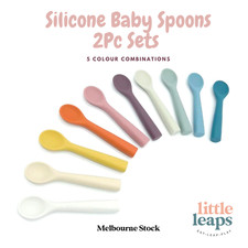 Colourful Silicone Spoons 2pc Set BPA Free For Baby Children Toddler Feeding
