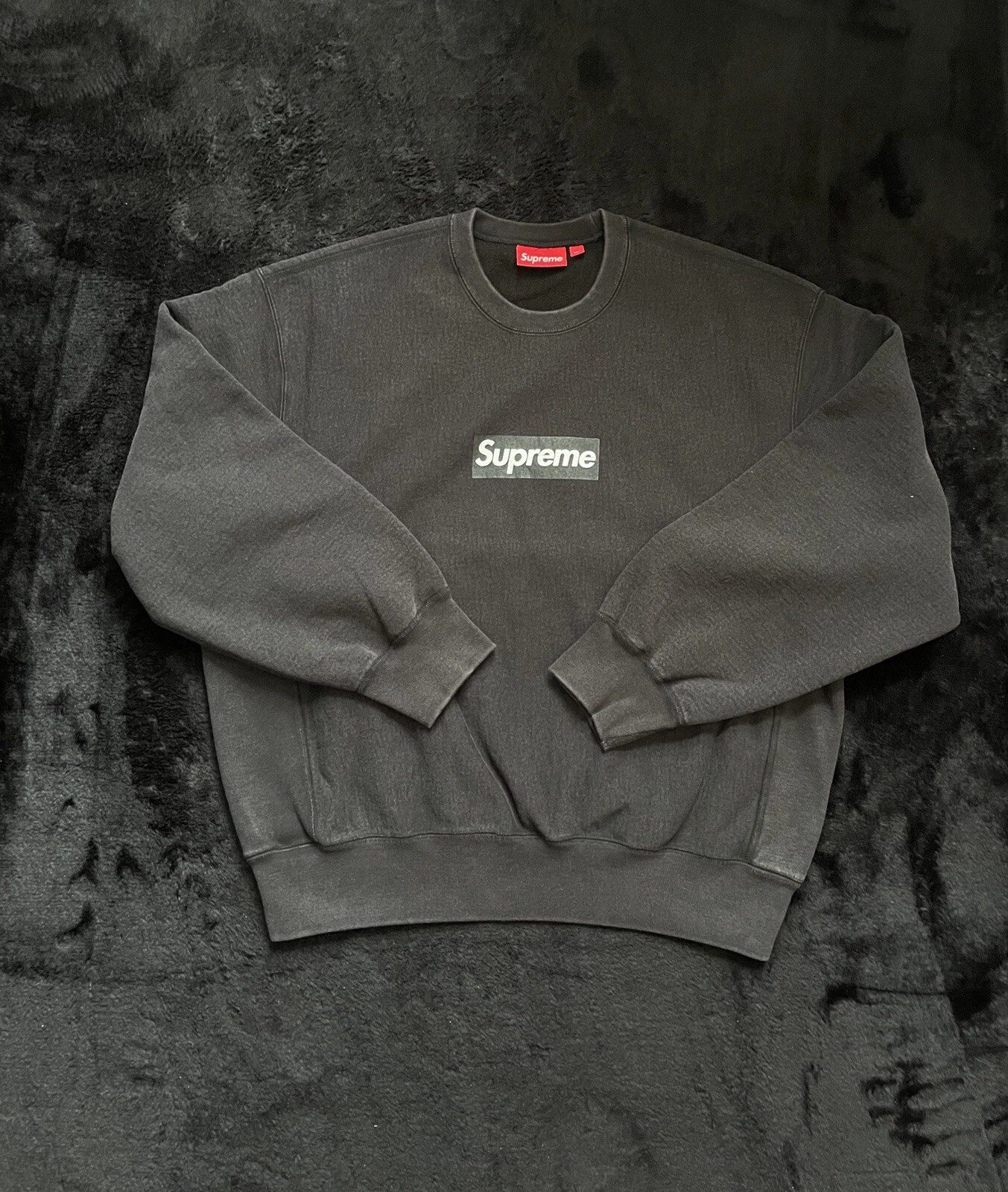 Supreme Washed Box Logo Col Rond Noir   Taille Large L   Neuf ✅?
