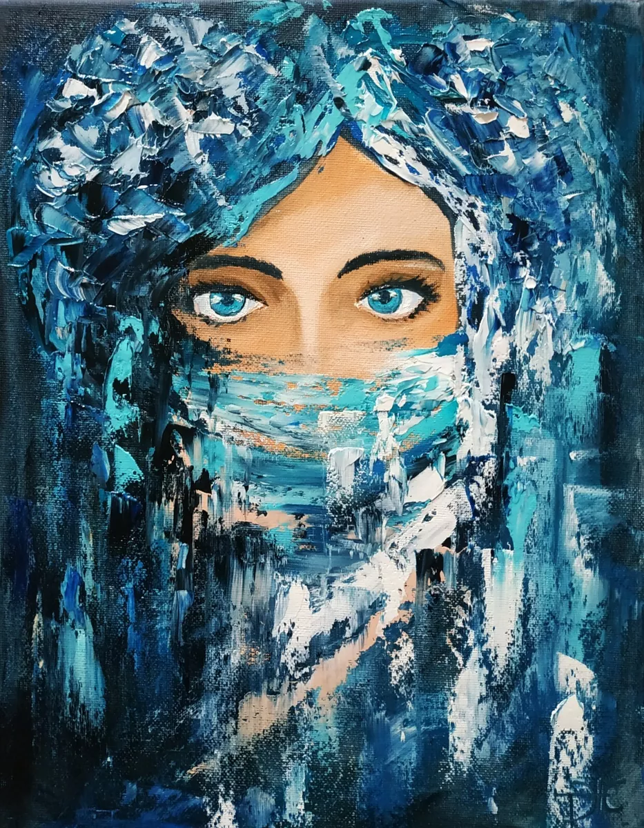 Woman Portrait Painting Arab Woman Wall Art Original Oil Painting
