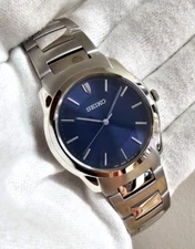 SEIKO Quartz 35MM Blue Dial Steel Unisex Watch SNF259P1