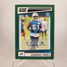 2022 Panini Score Channing Tindall Auto RC Green Parallel Miami Dolphins #355