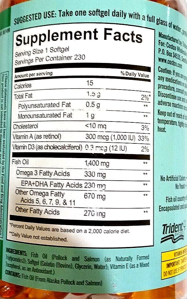 Óleo de peixe Kirkland Signature Wild Alaskan 1400 mg 230 cápsulas gelatinosas EXP 05/2026 - Imagem 2 de 4