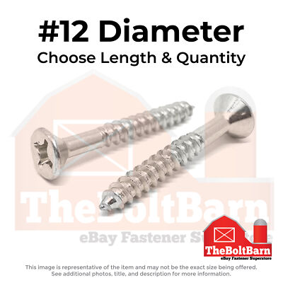 #12 Stainless Phillips Flat Head Wood Screws (Choose Length & Qty)