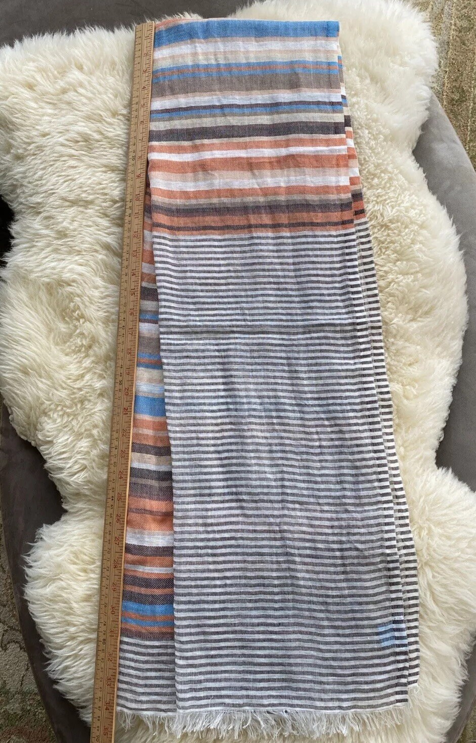 J. McLaughlin Linen Blend Scarf Rectangular 20.5”… - image 3
