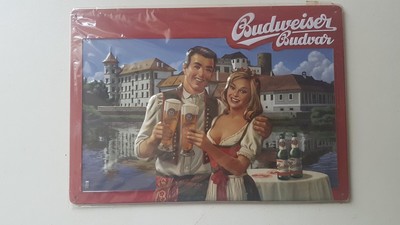 Budweiser Budvar Blechschild,  Emaille Art Metall Druck Tafel