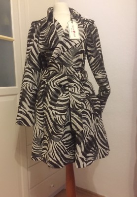 Lanvin H&M Trench Coat Overcoat Zebra Design Extravagant Coat EUR 36 size US 6 UK 10
