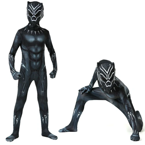 Black Panther Superhero Cosplay Costume Kids Boys Party Fancy Dress Up Outfit - Picture 2 of 21