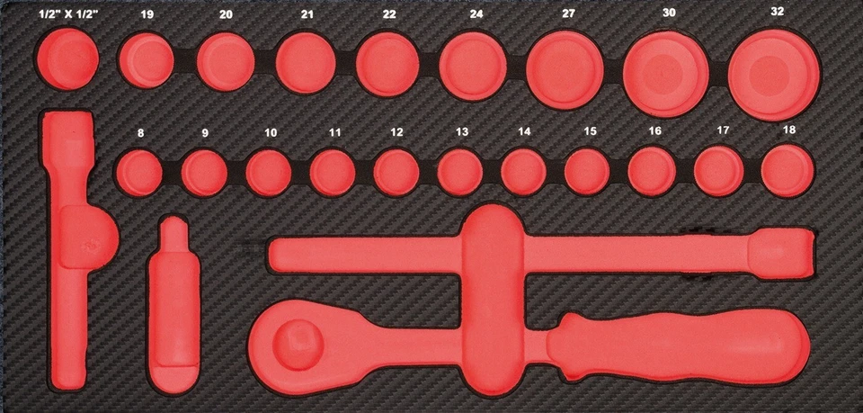 PROJAHN PRÄZISIONSWERKZEUGE GMBH Projahn PROFORM-Werkstattwageneinlage leer für 1/2" Werkzeug Steckschlüssel-Satz