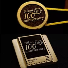 NEW Brass Alloy Camera Hot Shoe Cover Release Button for Nikon 100th Anniversary