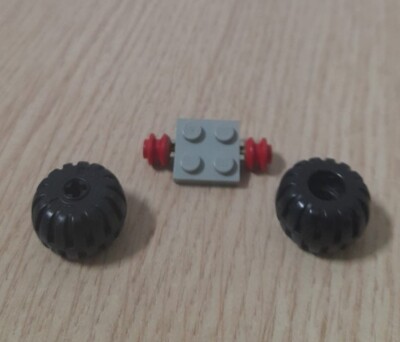 LEGO 122c01 - 2x2 mit Rädern in rot + 4288 x2 Reifenballon, Rad Vollgummi