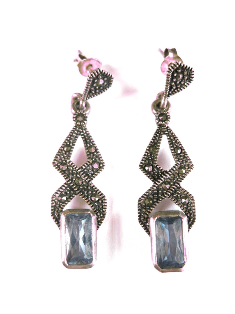 Orecchini Bijoux Blu In Argento Sterling 925 – Stile Vintage Retrò Europeo – A Forma Di Tortora