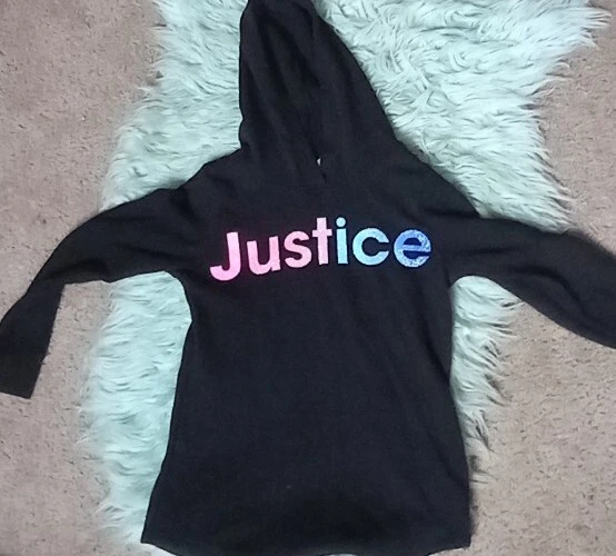Sudadera con Capucha Negra Justice Girls Colorido Brillo Logo Gráfico Talla 10 Foto 2 de 3