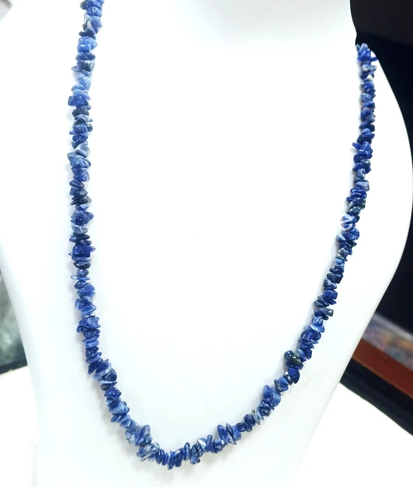 Collar de cuentas de piedras preciosas de lapislázuli natural, collar de lapislázuli, tobillera de lapislázuli Foto 3 de 4