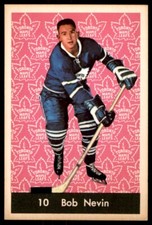 1961-62 PARKHURST BOB NEVIN TORONTO MAPLE LEAFS #10 NRMT (LITTLE DISCOLORED)