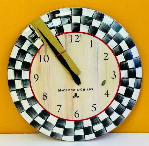 MacKenzie-Childs 89801-40 Courtly Check Wall Clock, 12" Dia., Hand Made. New!