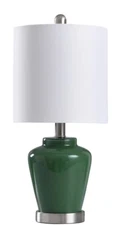 StyleCraft Ginger 18.5 in. Green, Brushed Steel Accent Table Lamp