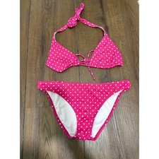 Victoria's Secret Pink Polka Dot Triangle Bikini Set Halter Swimsuit Size M