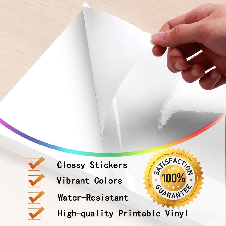20 Printable Vinyl Sticker Paper 8.5x11 Glossy Waterproof Decal for ...