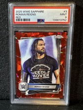 2025 Topps Chrome WWE Sapphire ROMAN REIGNS RED #’d/5!🔥PSA 9!