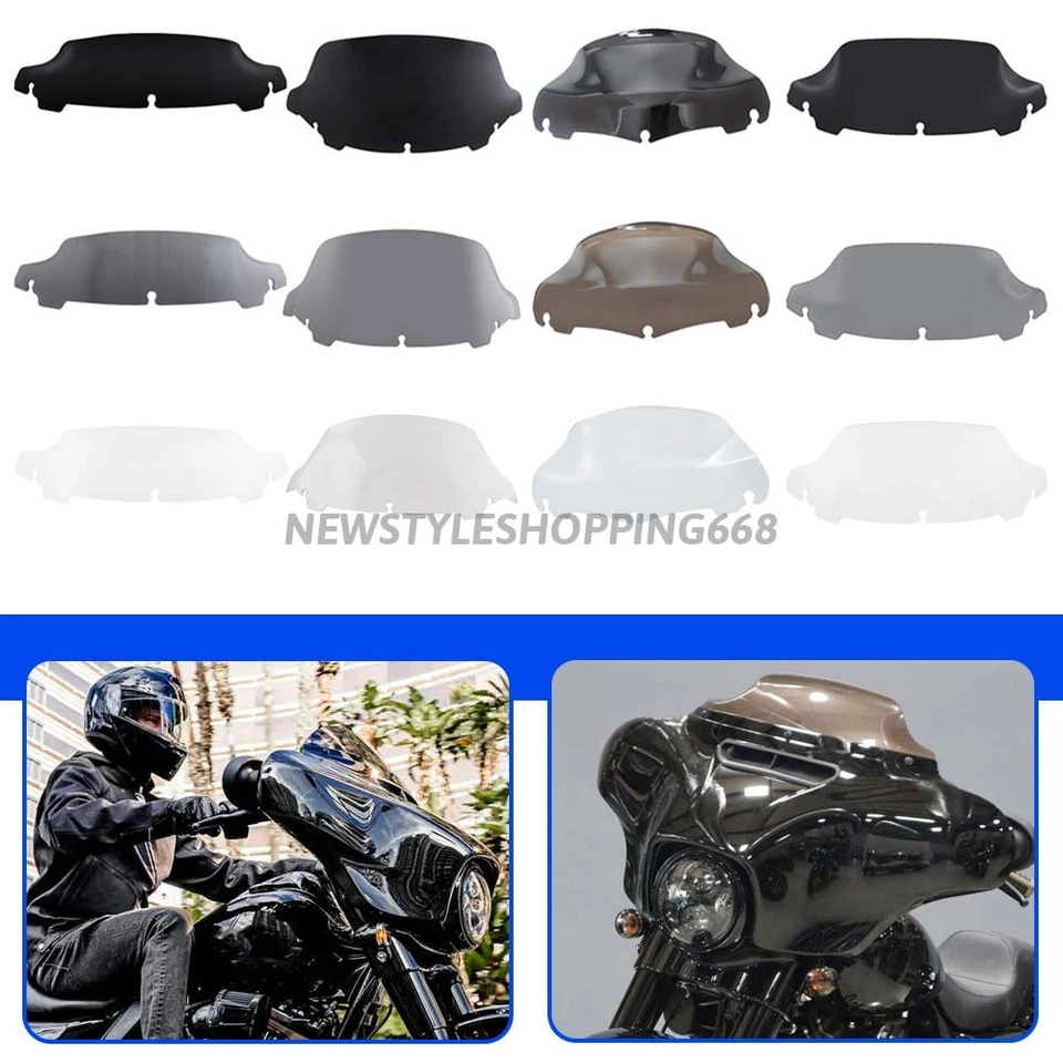 Parabrisas ondulado de 4,5" 7" 9" 10,5" para Harley Touring Street Electra Glide 2014-up Foto 3 de 4