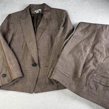 Ann Taylor Loft Brown Linen Rayon Pant Suit S...