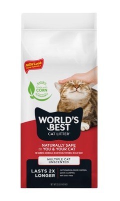 WORLD'S BEST CAT LITTER Multiple Cat Unscented, 32-Pounds - Natural Ingredients,