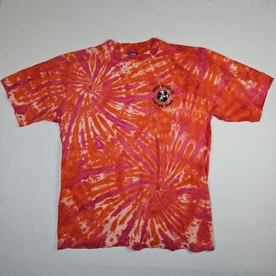 VTG 90s Pro Spirit Large Tie Dye Orange Red Short Sleeve Shirt Surf Skate Hippie