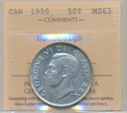 Canada George VI 50 Cents 1950 No Design - ICCS MS63