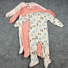 Lot Of 3 Gerber Fleece Footed Pajamas Baby Girls 3 Multicolor Zip Sleepwear Warm