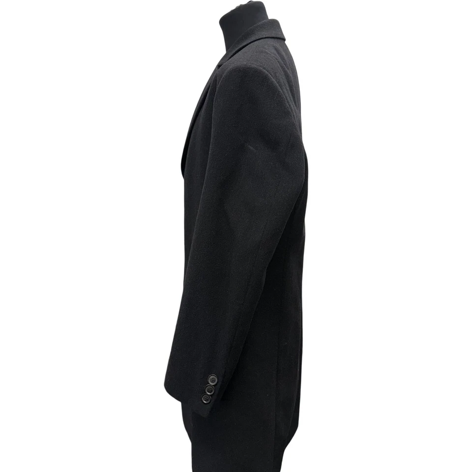 Hugo Boss Norton Barrie Stratus Black Wool Cashmere Overcoat Size 52 - Image 2 of 4