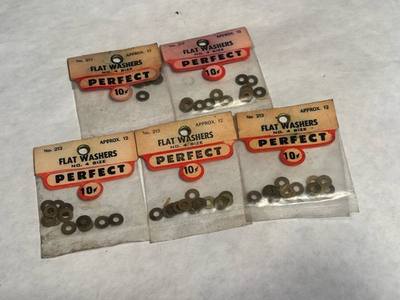 #ad #ad Vintage PERFECT #213 NOS Sealed #4 Flat Washers 5 Bags 60 washers $12.25