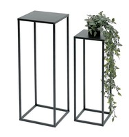 Blumenhocker Metall Schwarz Eckig BlumenstäNder Beistelltisch 2Er Set Modern