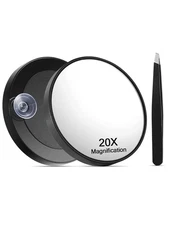 20X Magnifying Mirror with 2 Suction Cups, 3.5 inches Magnified Black-20x 