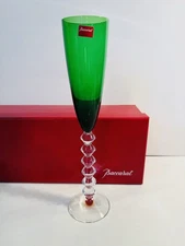 Baccarat Crystal Vega Flutissimo Green Crystal Champagne Flute w/ Box