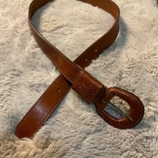 Leather Belt Brown With Rounded Leather Buckle Size Small Womens