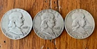 Franklin 1953 - D Half Dollar 90% Silver Lot of 3