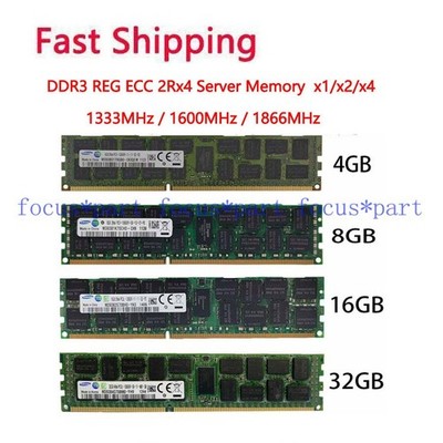 Samsung 32GB 16GB 8GB 4GB DDR3 1333/1600/1866 MHZ RDIMM ECC REG Server Ram Lot