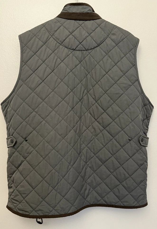 Peter Millar Essex Vest Quilted Size XL Gray Golf Zip Outdoors Suede Trim - Image 2 of 4
