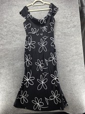 ASOS DESIGN Dress Womens 14 Black Daisy Floral Scoop Neck Maxi Sleeveless Summer