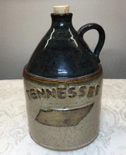 Willow Creek Pottery signed Tennessee one handled Whiskey  jug 9”