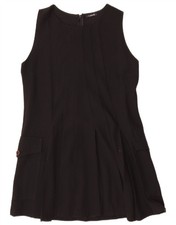 Vintage Womens Sleeveless A-Line Dress UK 12 Medium Black Wool OR13