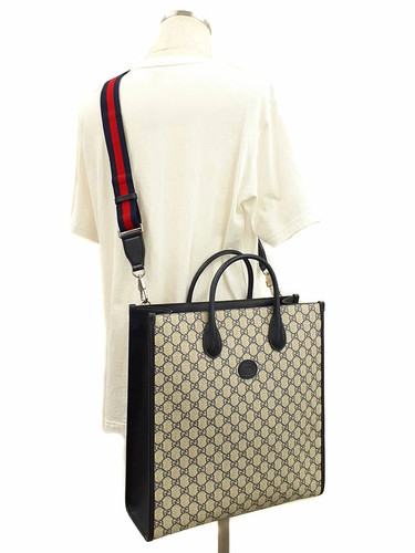 GUCCI Interlocking GG Supreme Tote Bag Beige Blue - Picture 9 of 9