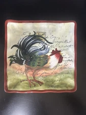 Susan Winget Le Rooster, Decorative Plate, Certified International, 8/25" Square
